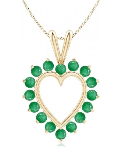 Natural Emerald Heart Pendant Necklace for Women, Girls in 14K Solid Gold/Platinum | May Birthstone | Jewelry Gift for Her | ...