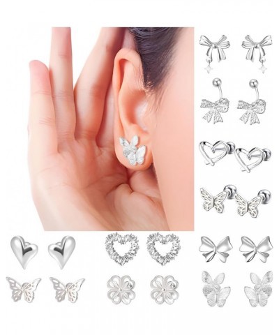 silver earrings for women | 999 Sterling silver earrings | Bow Butterfly Heart Clover Butterfly2 $9.84 Earrings