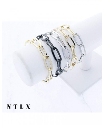 Link Chain Bracelet for Women – Elongated Link Chain - Paperclip Chain – Fashion Statement Bracelet - Gift Box Included Silve...