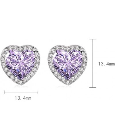 Cubic Zirconia Earrings Studs, Sparkling 925 Sterling Silver Fashion Jewelry Heart Halo Stud Earrings Hypoallergenic for Wome...