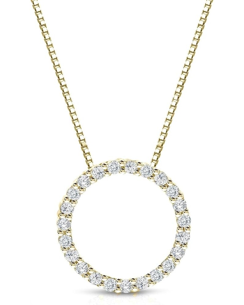 1/6 to 1 Carat Diamond Circle of Life Round Pendant Necklace for Women in 14k Gold (I1-I2, cttw) on 18 Inch Long Chain with S...