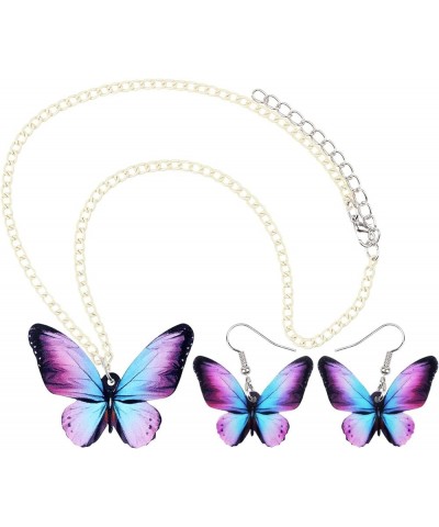 Acrylic Purple Butterfly Jewelry Set Cute Monarch Butterfly Earrings Necklace Charms Insect Dangle Pendant Ornament Gifts for...