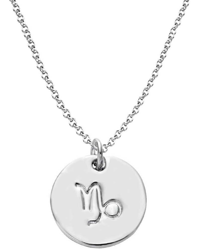 925 Sterling Silver Zodiac Necklace Disc Charm Necklace Gift for Your Wife Girlfriend or Family Member Capricorn $15.39 Neckl...