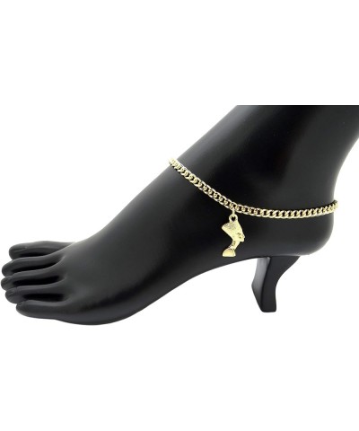 Women Girls Fashion Egypt Queen Nefertiti Charm 4 mm 10 inches Cuban Chain Anklet Ankle Bracelet Side Face Nefertiti $11.39 A...