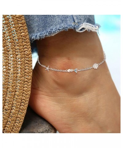 Animal Anklet 925 Sterling Silver Animal Beaded Anklet for Women Butterfly Dragonfly Sea Turtle Anklet Adjustable Ocean Layer...