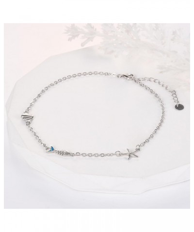 Animal Anklet 925 Sterling Silver Animal Beaded Anklet for Women Butterfly Dragonfly Sea Turtle Anklet Adjustable Ocean Layer...