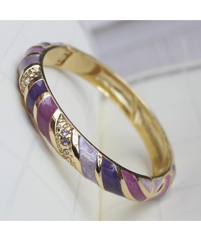 Rainbow Enamel Stripe Bracelet Women Rhinestone Bangles Vintage Chinese Cloisonne Bracelets Fashion Jewellery Accessories Gif...