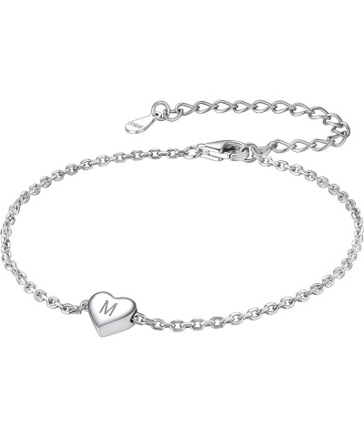 925 Sterling Silver Adjustable A-Z Letter Initial Heart Chain Charm Bracelet for Women Girls (with Gift Box) M $10.32 Bracelets