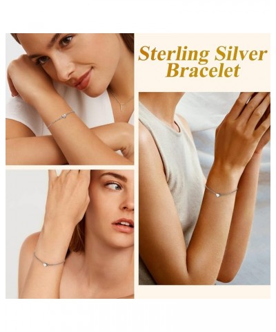 925 Sterling Silver Adjustable A-Z Letter Initial Heart Chain Charm Bracelet for Women Girls (with Gift Box) M $10.32 Bracelets