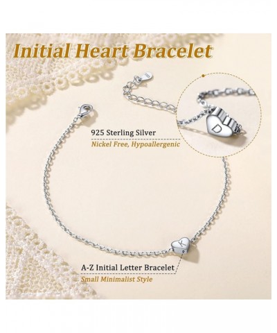 925 Sterling Silver Adjustable A-Z Letter Initial Heart Chain Charm Bracelet for Women Girls (with Gift Box) M $10.32 Bracelets