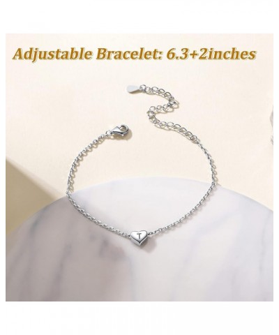 925 Sterling Silver Adjustable A-Z Letter Initial Heart Chain Charm Bracelet for Women Girls (with Gift Box) M $10.32 Bracelets