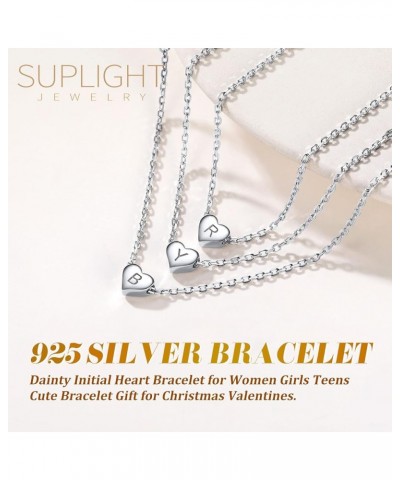 925 Sterling Silver Adjustable A-Z Letter Initial Heart Chain Charm Bracelet for Women Girls (with Gift Box) M $10.32 Bracelets