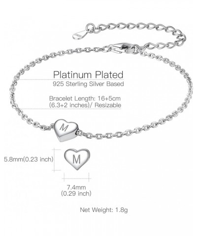 925 Sterling Silver Adjustable A-Z Letter Initial Heart Chain Charm Bracelet for Women Girls (with Gift Box) M $10.32 Bracelets