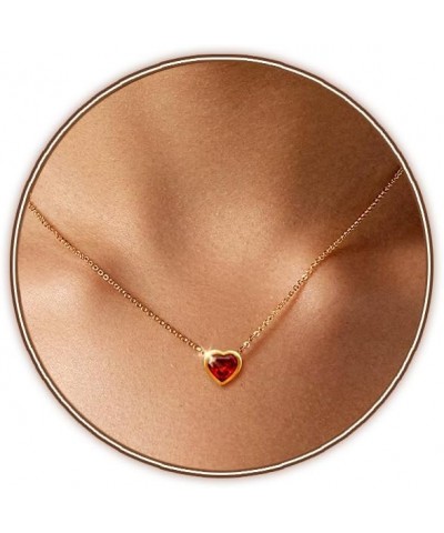 Cute Heart Necklace 18k Gold/Silver Plated Tiny Heart Pendant Choker Necklaces Small Gold Love Heart Chain Necklace for Women...