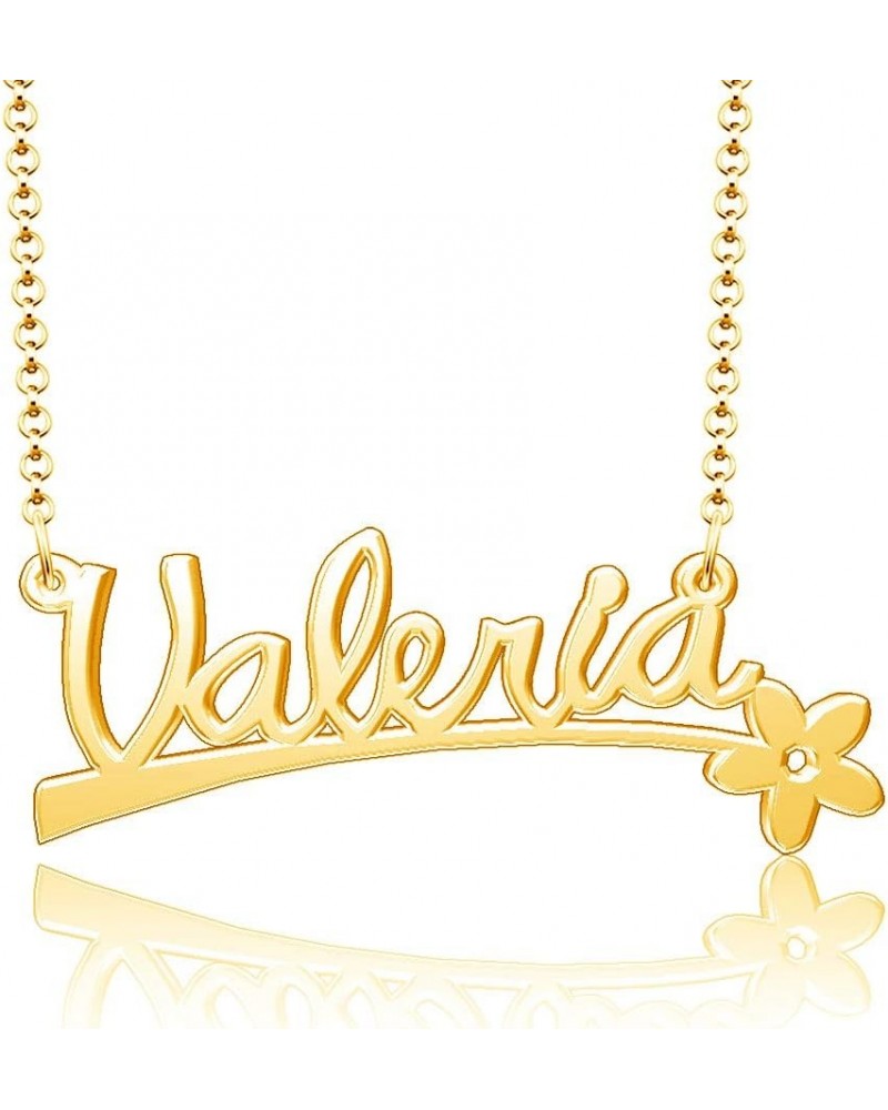 24k Gold Plated Flower Personalized Nameplate Custom Name Necklace Valeria $12.65 Necklaces