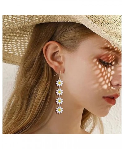 Flower Earrings for Women Dangling Daisy Earrings Sakura Earrings Sunflower Floral Earrings Acrylic White Earrings Summer Ear...