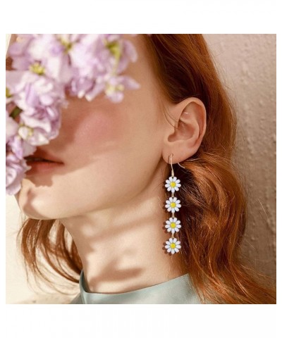 Flower Earrings for Women Dangling Daisy Earrings Sakura Earrings Sunflower Floral Earrings Acrylic White Earrings Summer Ear...