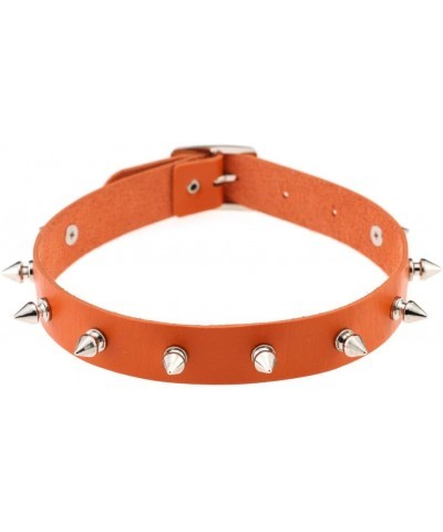 Women PU Leather Choker Necklace Girls Punk Rock Rivet Studded Collar Necklace Adjustable One size Orange $8.69 Necklaces