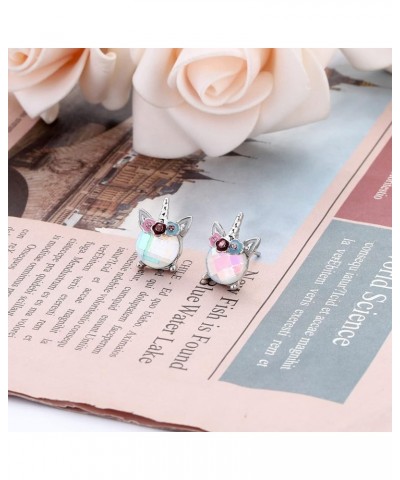 11 Pairs 925 Sterling Silver Stud Earrings for Girls Hypoallergenic Earrings Unicorn Earrings Animals Earrings Cute Small Stu...