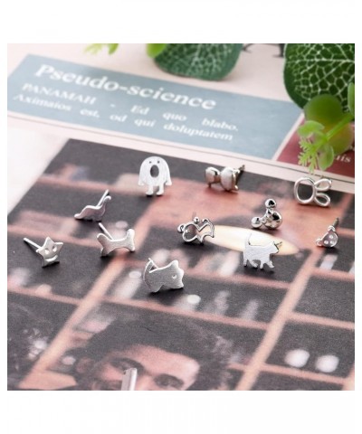 11 Pairs 925 Sterling Silver Stud Earrings for Girls Hypoallergenic Earrings Unicorn Earrings Animals Earrings Cute Small Stu...