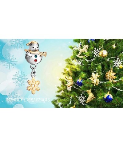 Christmas Tree Snowflake Snowman Reindeer Gingerbread Man Charm Bead for Pandora Bracelets Women Mom Grandma Sister Gift Snow...