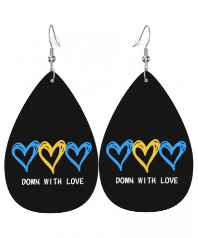 Down Syndrome Awareness Month Earrings For Women Girls Faux Leather Earrings Pendant Teardrop Dangle Drops Earrings $8.49 Ear...