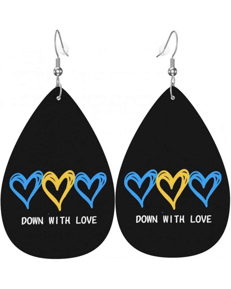 Down Syndrome Awareness Month Earrings For Women Girls Faux Leather Earrings Pendant Teardrop Dangle Drops Earrings $8.49 Ear...