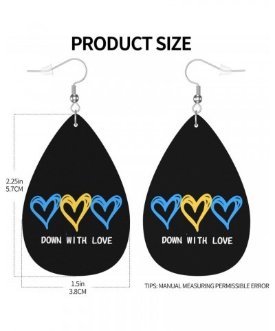 Down Syndrome Awareness Month Earrings For Women Girls Faux Leather Earrings Pendant Teardrop Dangle Drops Earrings $8.49 Ear...