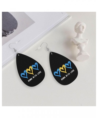 Down Syndrome Awareness Month Earrings For Women Girls Faux Leather Earrings Pendant Teardrop Dangle Drops Earrings $8.49 Ear...