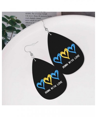 Down Syndrome Awareness Month Earrings For Women Girls Faux Leather Earrings Pendant Teardrop Dangle Drops Earrings $8.49 Ear...