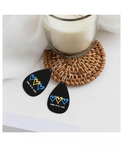 Down Syndrome Awareness Month Earrings For Women Girls Faux Leather Earrings Pendant Teardrop Dangle Drops Earrings $8.49 Ear...