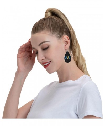 Down Syndrome Awareness Month Earrings For Women Girls Faux Leather Earrings Pendant Teardrop Dangle Drops Earrings $8.49 Ear...