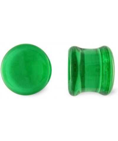Pair Green Soda Lime Glass Flat Plugs 00g 00 Gauge 10mm $11.88 Body Jewelry