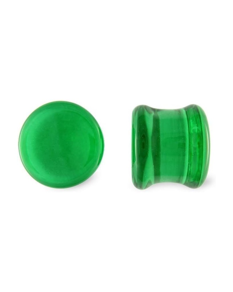 Pair Green Soda Lime Glass Flat Plugs 00g 00 Gauge 10mm $11.88 Body Jewelry