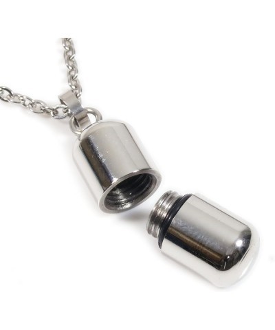 Stainless Steel Small Openable Pill Capsule Pendant Necklace Silver Gold Black Blue Silver $9.38 Necklaces