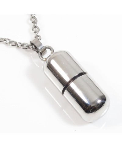 Stainless Steel Small Openable Pill Capsule Pendant Necklace Silver Gold Black Blue Silver $9.38 Necklaces