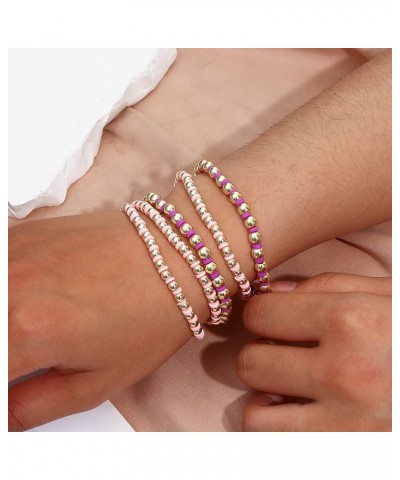 Colorful Beaded Bracelets for Women Heishi Bracelet Set Gold Bead Bracelets Resin Acrylic Bangle Bracelets Stackable Stretch ...