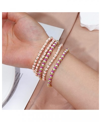 Colorful Beaded Bracelets for Women Heishi Bracelet Set Gold Bead Bracelets Resin Acrylic Bangle Bracelets Stackable Stretch ...