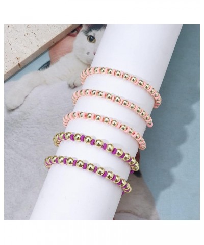 Colorful Beaded Bracelets for Women Heishi Bracelet Set Gold Bead Bracelets Resin Acrylic Bangle Bracelets Stackable Stretch ...