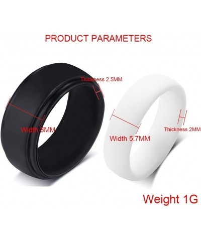 SHNIAN Silicone Rings for Couples 8MM+6MM Personalized Rubber Matching Silicone Rings Step Edge & Dome with Stackable Comfort...