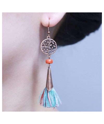 3 Pairs Bohemia Drop Dangle Earrings Boho Tassel Shell Fringe Pendant Earrings for Women Girls Holiday Birthday Gifts Blue-1 ...