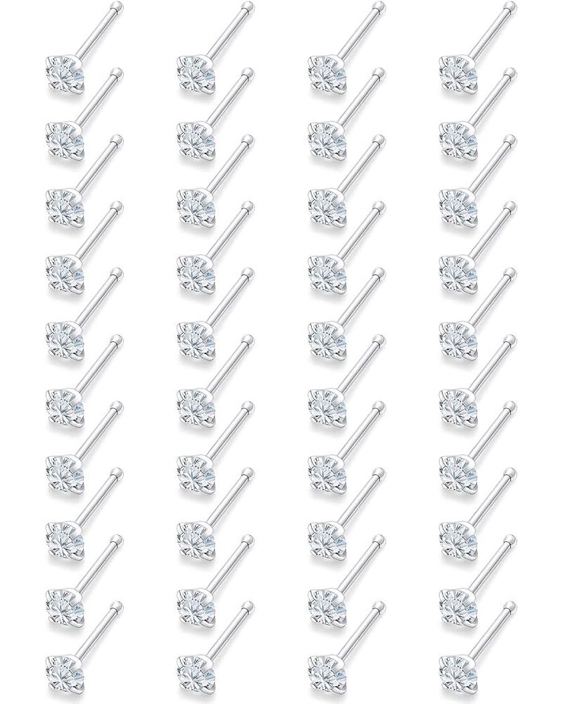 18G 20G 22G Surgical Steel Cubic Zirconia Nose Rings Studs for Women Men Nose Piercing Jewelry Top Diamond 1.5mm 2mm 20G Stra...