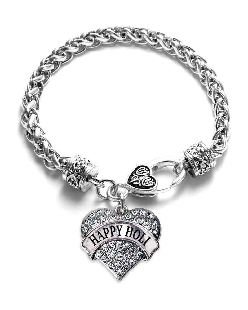 Silver Pave Heart Charm Bracelet with Cubic Zirconia Jewelry Happy Holi $10.39 Bracelets