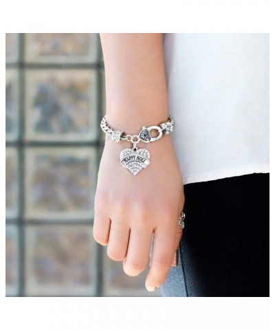 Silver Pave Heart Charm Bracelet with Cubic Zirconia Jewelry Happy Holi $10.39 Bracelets