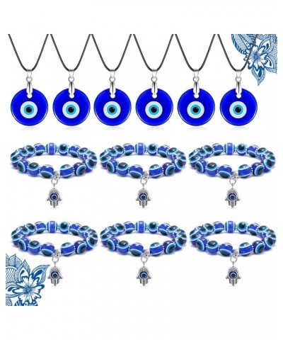 10-12 Pieces Evil Eye Necklace Bracelet Set Turkish Blue Eye Necklace Glass Eye Leather Rope Chain Necklace Evil Eye Hamsa Bl...