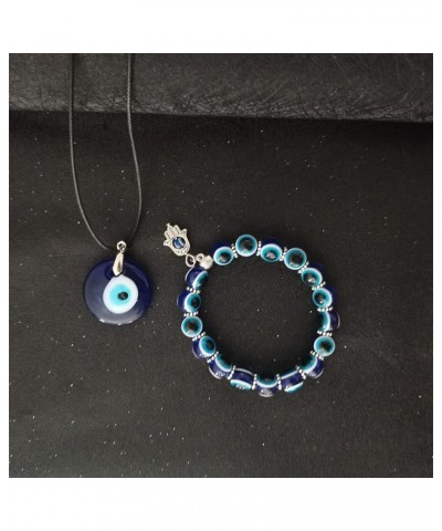 10-12 Pieces Evil Eye Necklace Bracelet Set Turkish Blue Eye Necklace Glass Eye Leather Rope Chain Necklace Evil Eye Hamsa Bl...