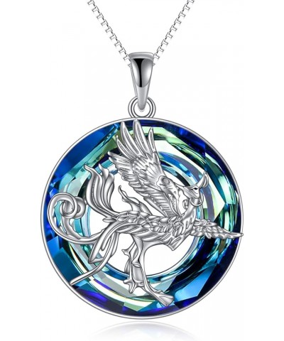 Phoenix Necklace Sterling Silver Abalone Shell Crystal Phoenix Jewelry Necklaces for Women Nirvana of Phoenix Pendant Necklac...