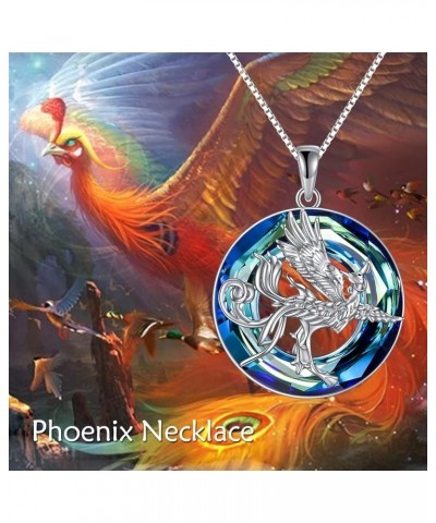 Phoenix Necklace Sterling Silver Abalone Shell Crystal Phoenix Jewelry Necklaces for Women Nirvana of Phoenix Pendant Necklac...