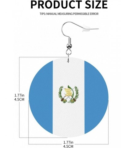 Wooden Earrings For Women Girls Flag Of Guatemala Round Lightweight Dangle Drop Hook Earrings $7.49 Earrings