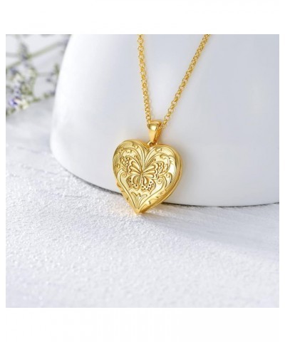 10K 14K 18K Solid Gold Heart Locket That Holds Pictures Personalized Sunflower/Starburst/Cross/Rose/Wings/Lotus/Butterfly/Tur...